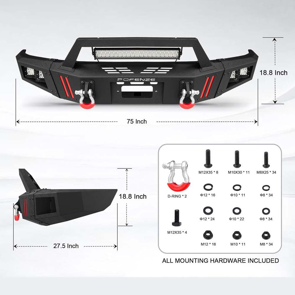 2009 - 2014 F-150 Steel Front Bumper With LED Lights image 2