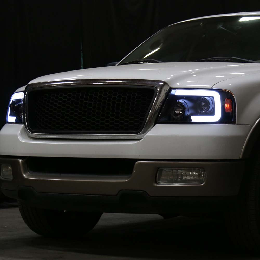 2004 - 2008 Ford F-150 Switchback Sequential LED C-Bar Projector Headlights (Matte Black Housing/Clear Lens) image 8