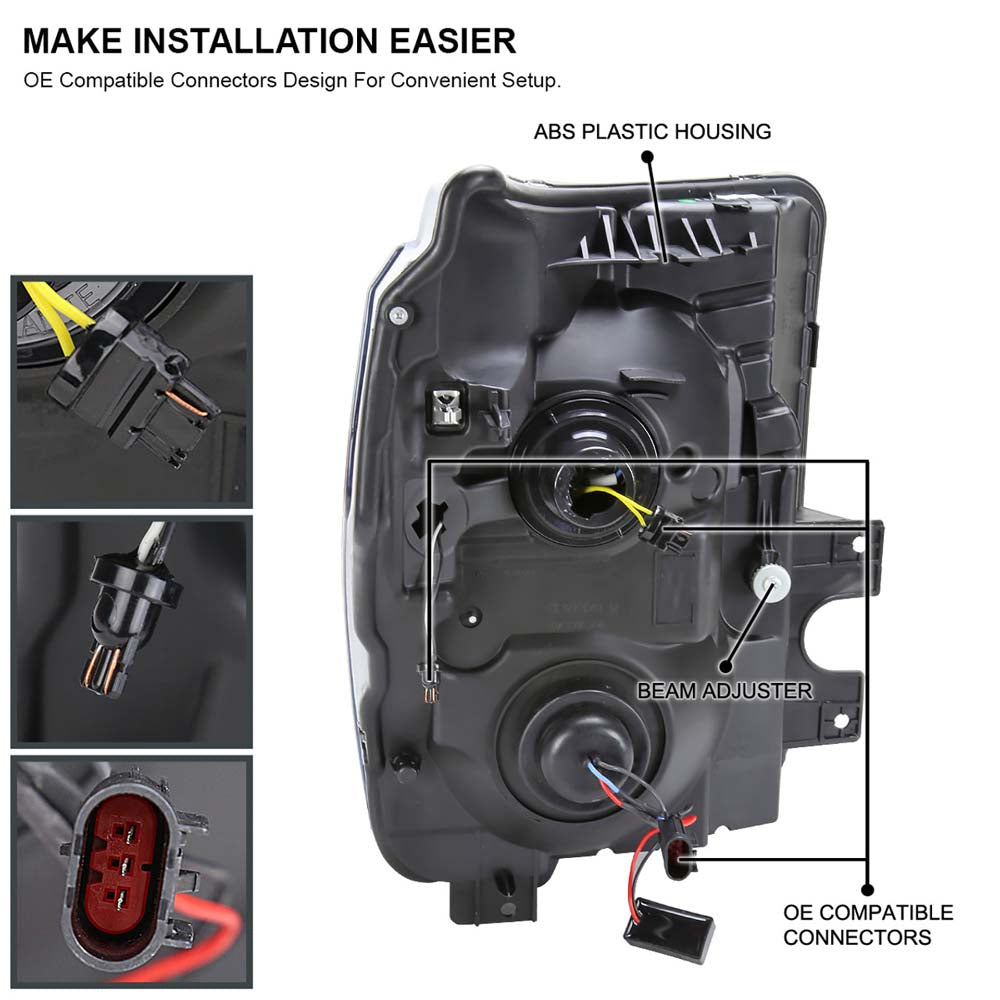 2011-2016 Ford F-250/F-350/F-450/F-550 Switchback Sequential LED C-Bar Projector Headlights (White Housing/Clear Lens) image 6