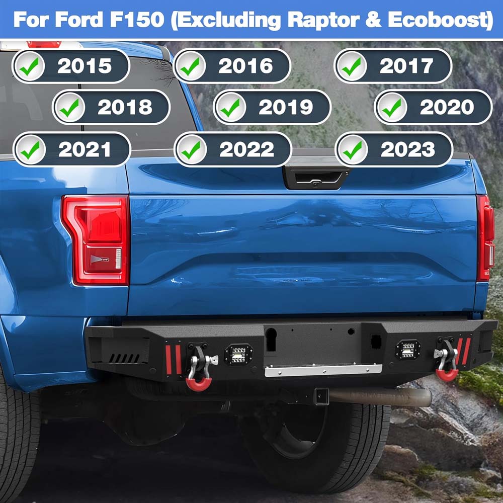 2015 - 2017 Ford F-150 Steel Rear Bumper With LED Lights (Excluding Raptor) image 6
