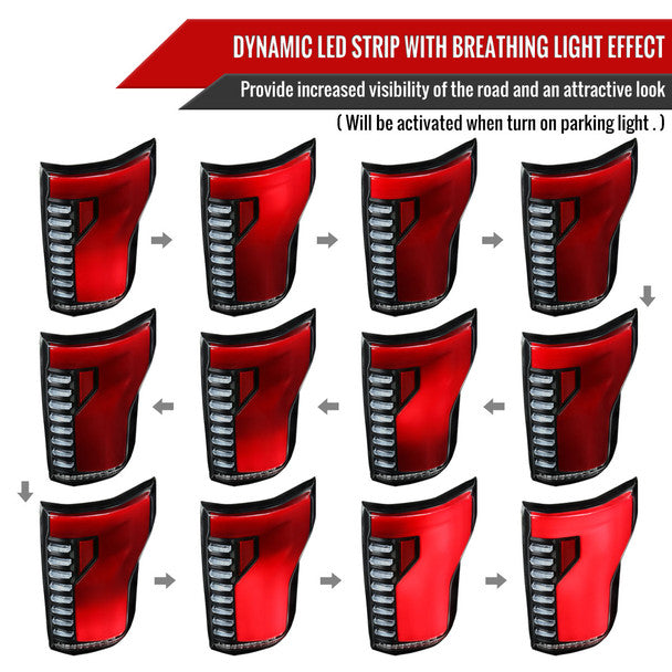 2015-2017 Ford F-150 Sequential Turn Signal Animated Red LED Bar Tail Lights image 1