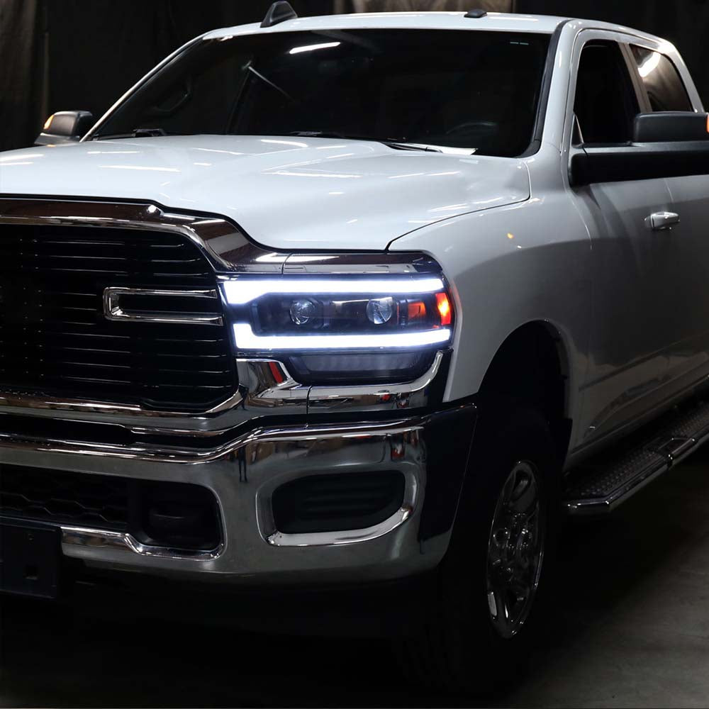 2019-2024 Dodge RAM 2500/3500/4500/5500 Switchback Sequential LED Turn Signal Projector Headlights (Matte Black Housing/Clear Lens) image 9