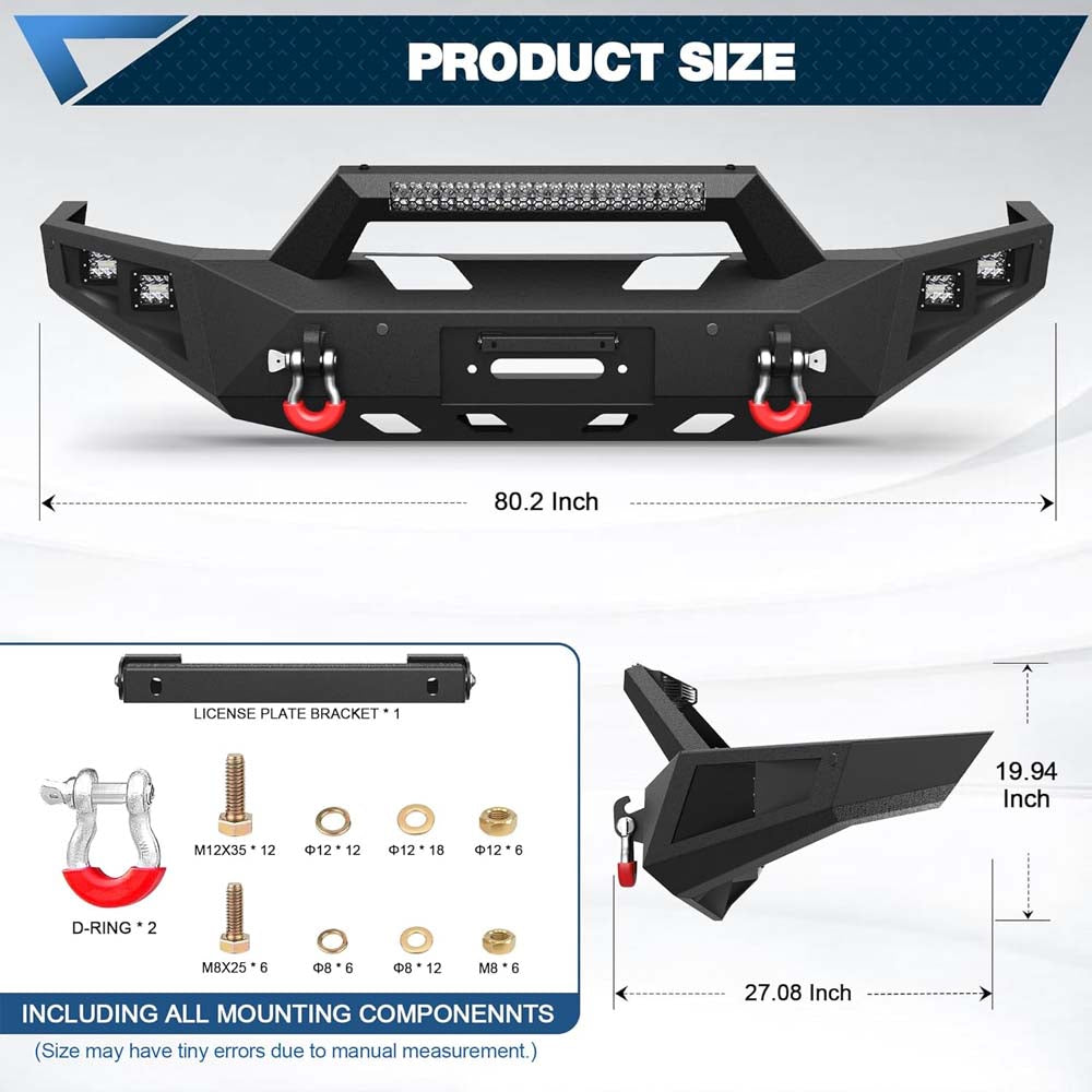 2016 - 2024 Nissan Titan XD Full Width Front Bumper - With Winch Plate, LED Lights, D-rings image 1