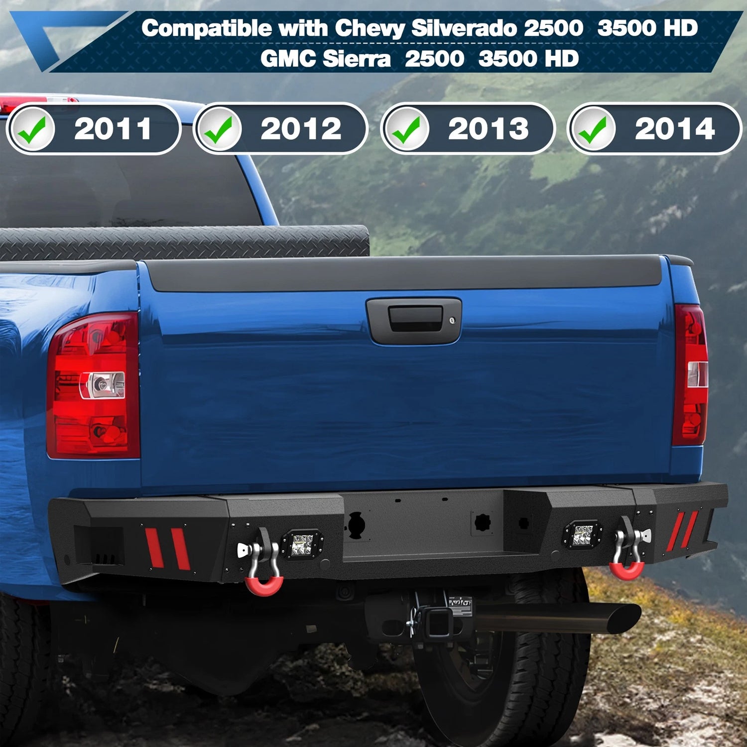 2011–2014 Silverado 2500/3500 & Sierra HD Heavy Duty Rear Bumper