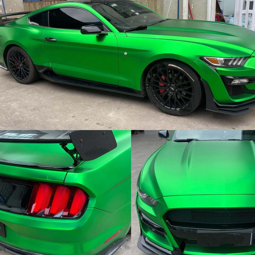 Satin Chrome Metal Green Vinyl Wrap image 1