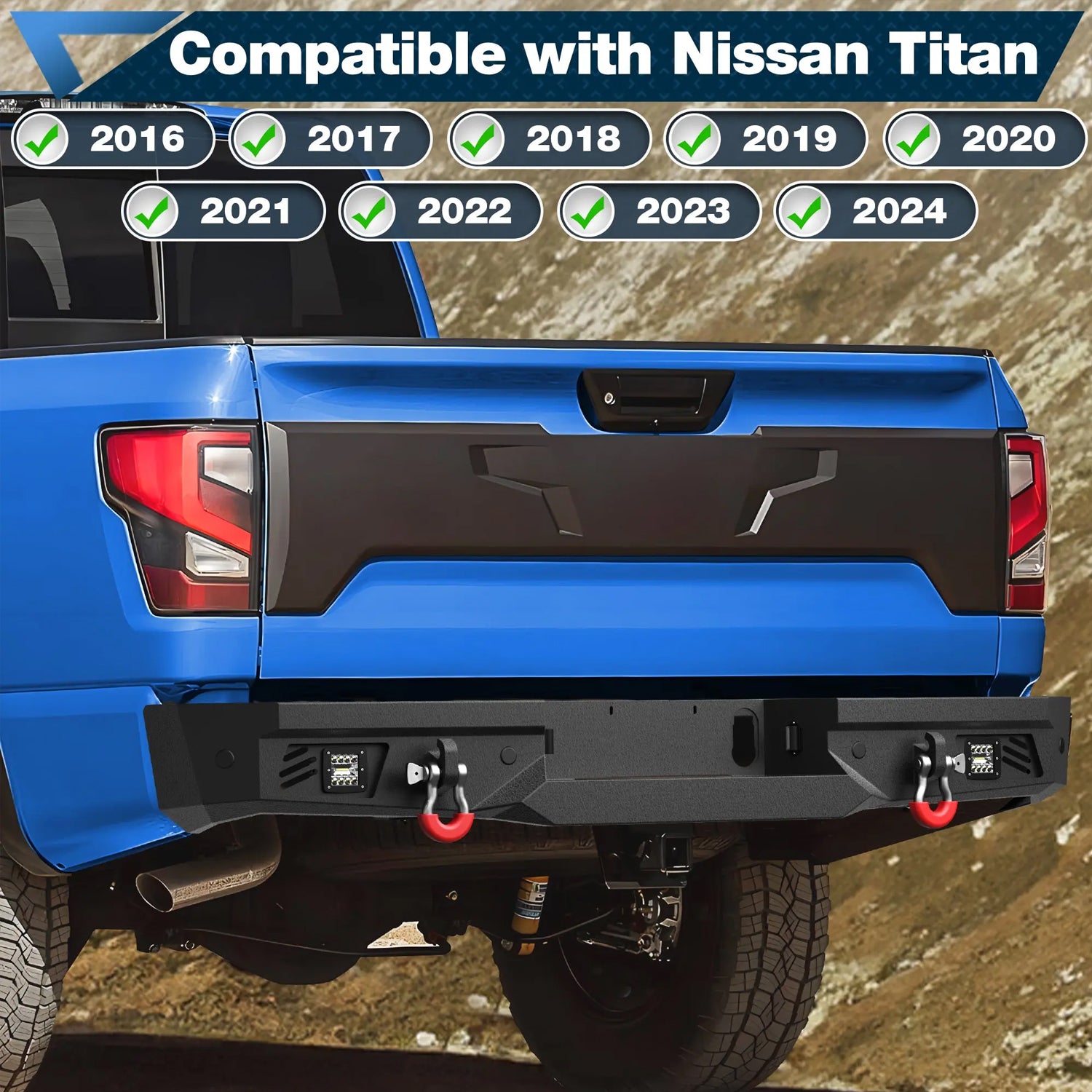 2016–2025 Nissan Titan Heavy Duty Rear Bumper w/ LED & D-Rings