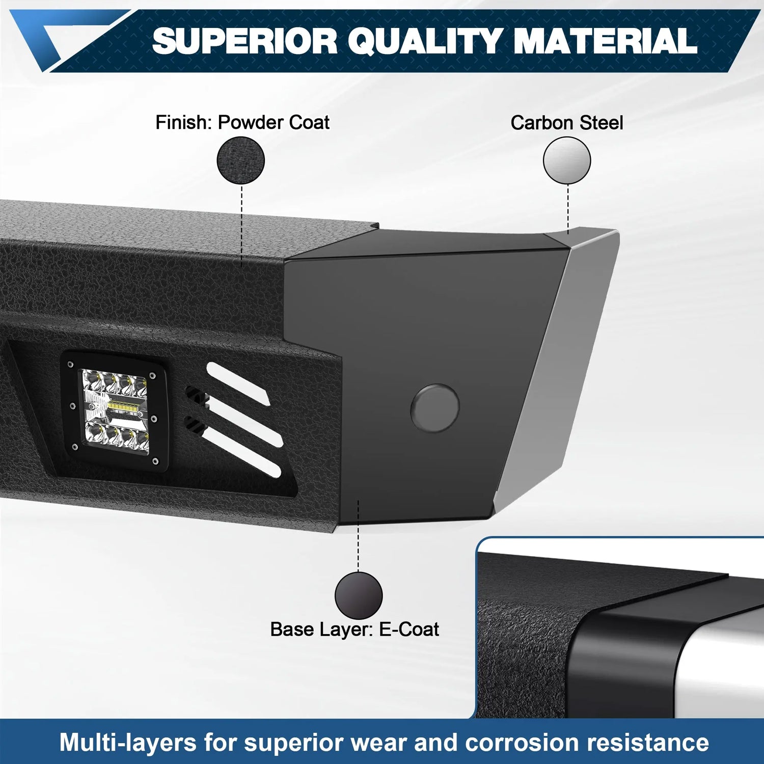 2016–2025 Nissan Titan Heavy Duty Rear Bumper w/ LED & D-Rings