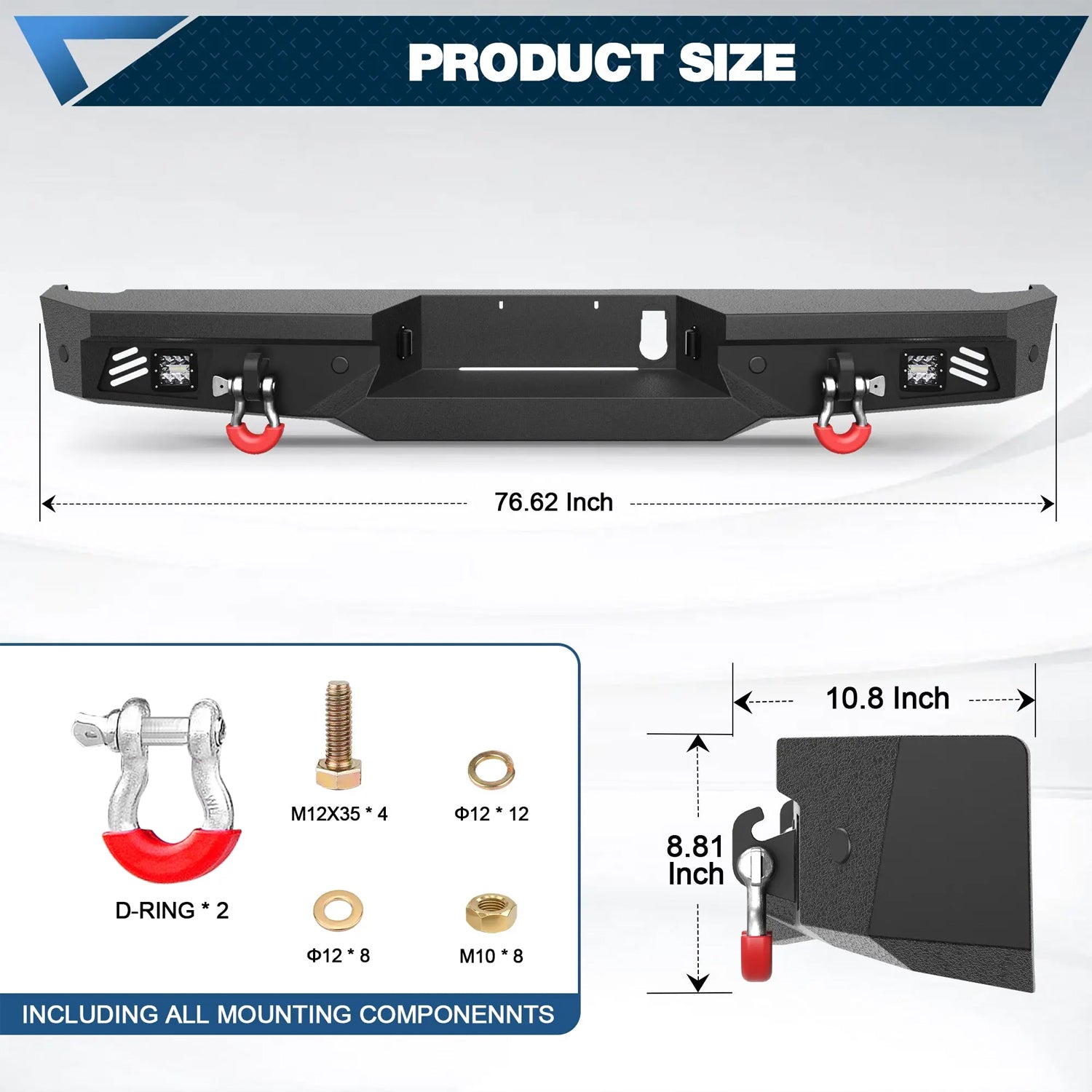 2016–2025 Nissan Titan Heavy Duty Rear Bumper w/ LED & D-Rings
