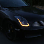 2003-2007 Infiniti G35 Coupe LED Bar Projector Headlights w/ Sequential Turn Signals (Matte Black Housing/Clear Lens) image 5