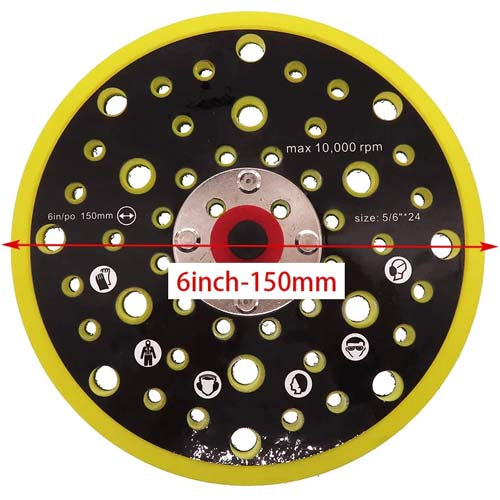 6 Inch 52-Hole Hook and Loop Sander Sanding Disc Backing Pad image 2