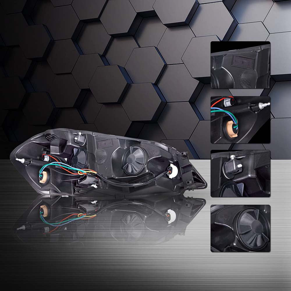 Headlight Assembly Replacement for 2006-2013 Chevy Impala / 06 07 Chevy Monte Carlo / 14-16 Chevy Impala Limited Black Housing image 4