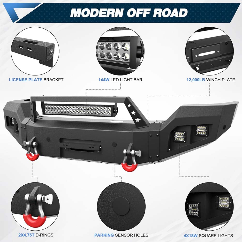 2015–2019 GMC Sierra 2500/3500 Front Steel Bumper image 2