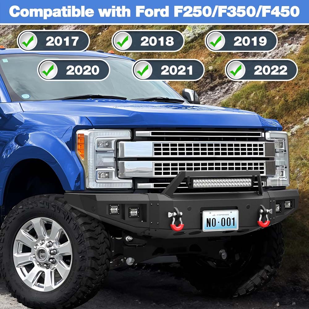 2017 - 2022 Ford F250/F350/F450 Steel Front Bumper W/ LED Lights image 7