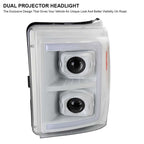 2011-2016 Ford F-250/F-350/F-450/F-550 Switchback Sequential LED C-Bar Projector Headlights (White Housing/Clear Lens) image 4
