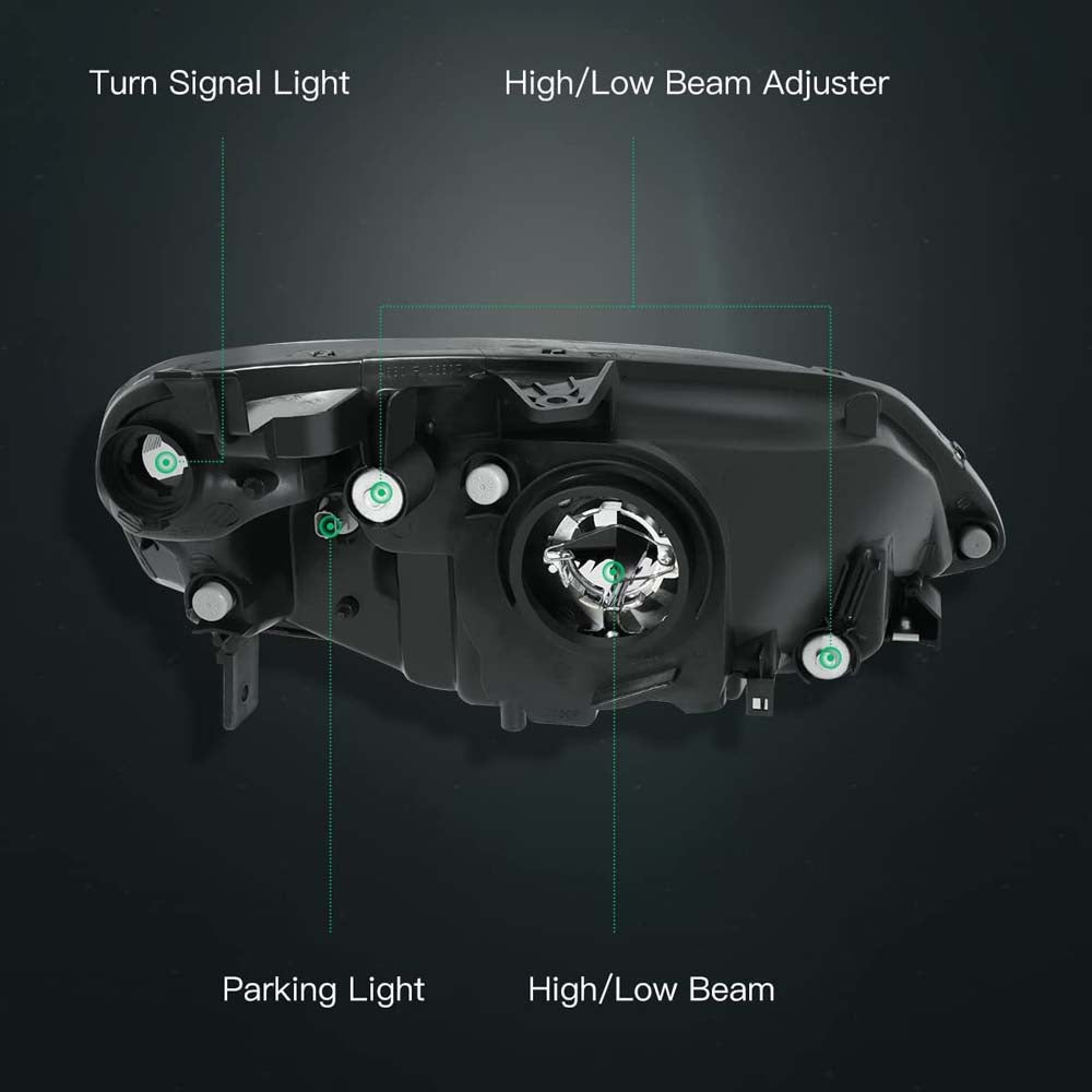 2001-2003 Honda Civic Headlight Assembly Black Housing image 2