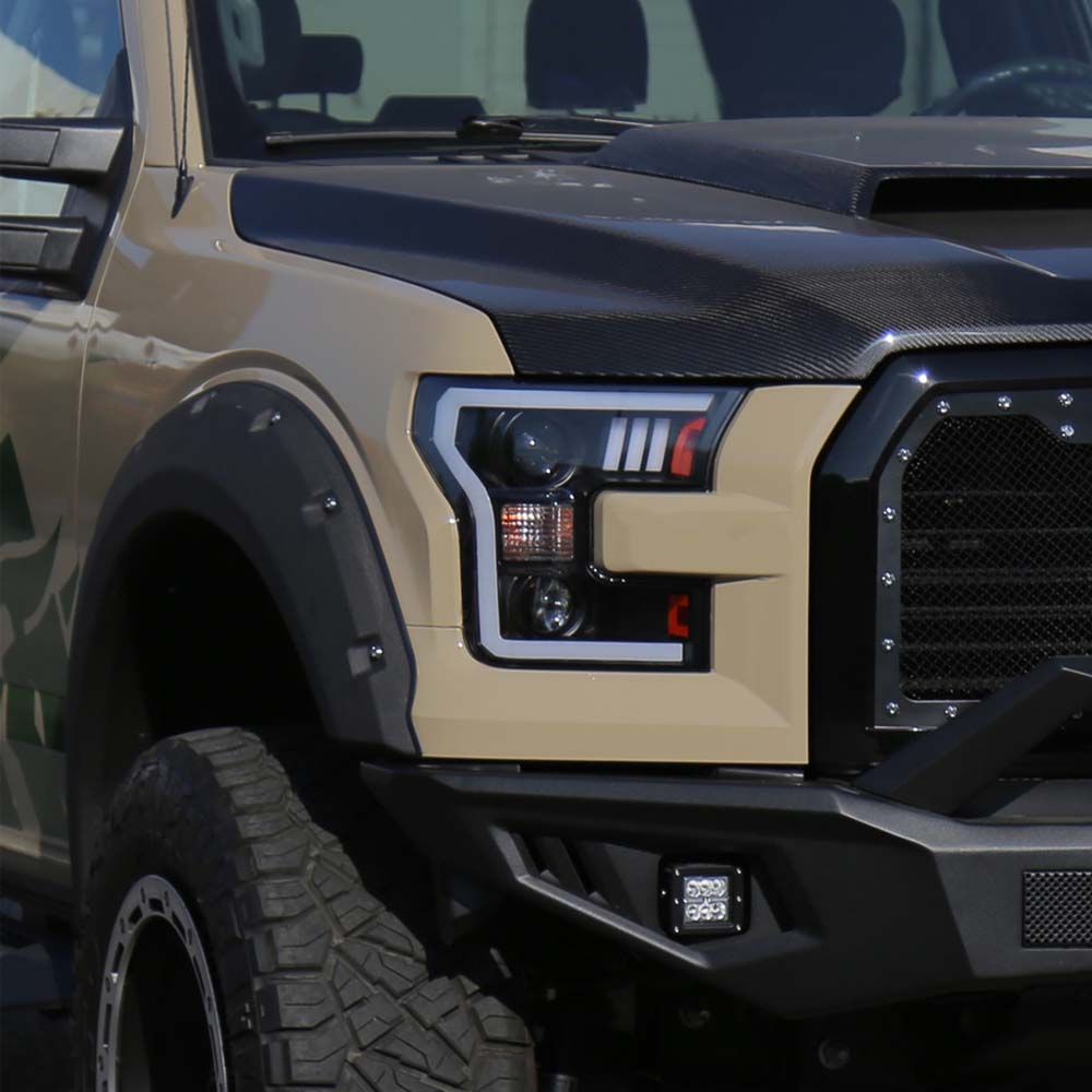 2015 - 2017 Ford F-150 LED Bar Projector Headlights - (Matte Black Housing/Clear Lens) image 8