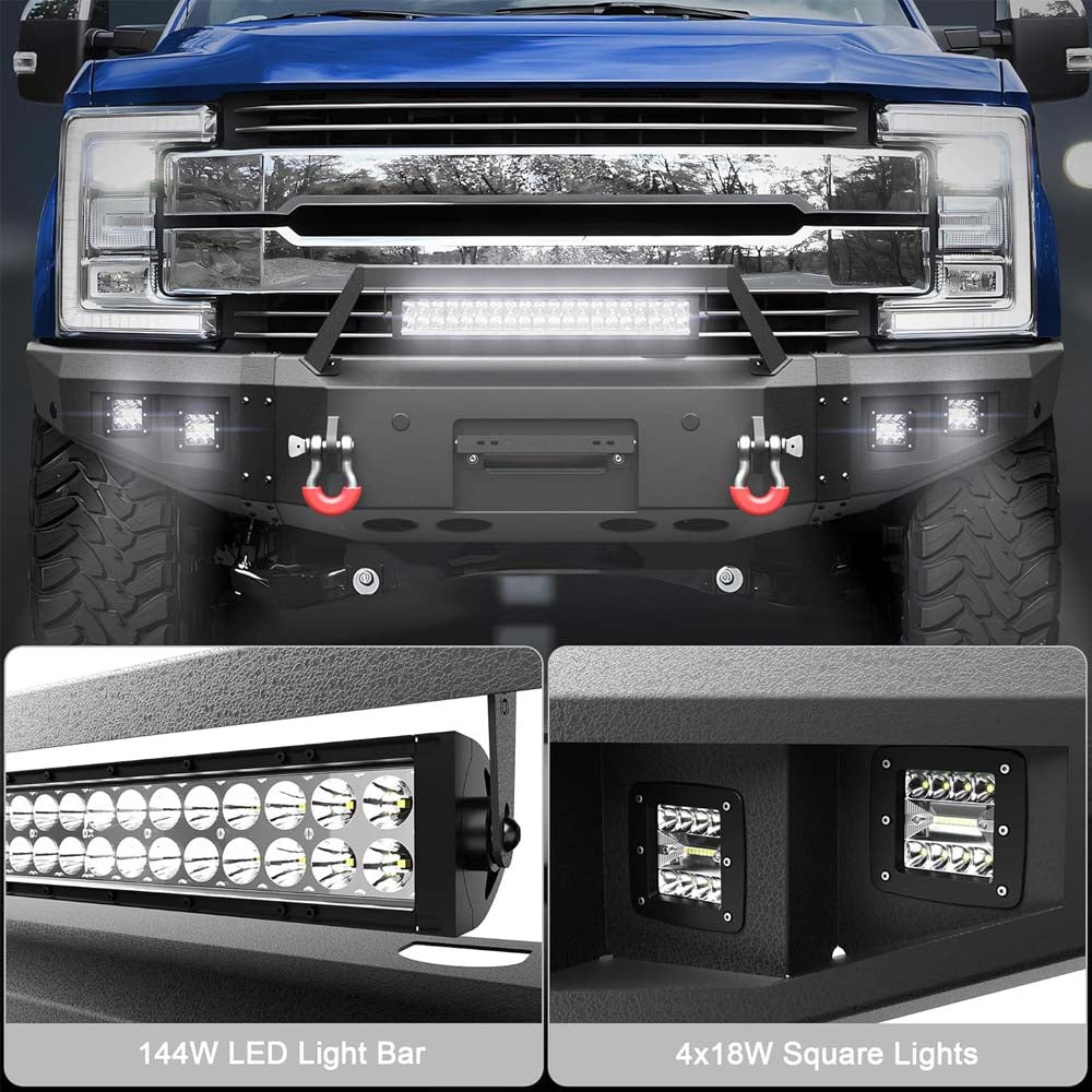 2017 - 2022 Ford F250/F350/F450 Steel Front Bumper W/ LED Lights image 3