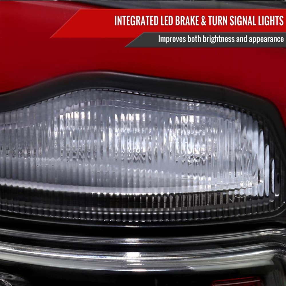 2009-2018 Dodge RAM 1500/2019-2022 RAM 1500 Classic/2010-2018 RAM 2500 3500 Red LED Bar Tail Lights (Matte Black Housing/Clear Lens) image 3