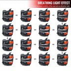 2014-2015 Chevrolet Silverado 1500 Switchback Sequential LED Bar Projector Headlights (Matte Black Housing/Clear Lens/Black Trim) image 2