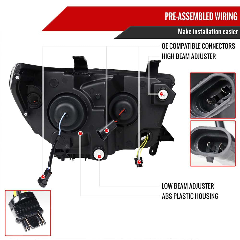 2007 - 2013 Toyota Tundra / 2008 - 2017 Sequoia Switchback Sequential LED C-Bar Projector Headlights (Black Housing/Clear Lens) image 3