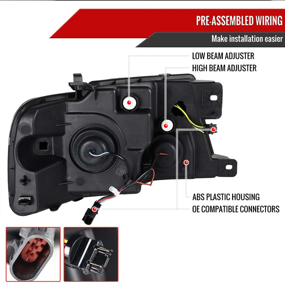 2004 - 2008 Ford F-150 Switchback Sequential LED C-Bar Projector Headlights (Matte Black Housing/Clear Lens) image 2