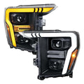 2021-2025 Ford F-150 Projector Headlight w/ Switchback Sequential Turn Signal LED Bar (Black Housing / Clear Lens) image 0