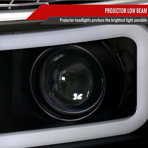 2007-2013 Chevrolet Silverado 1500/ 2007-2014 Silverado 2500HD 3500HD Dual LED C-Bar Projector Headlights (Matte Black Housing/Clear Lens) image 1
