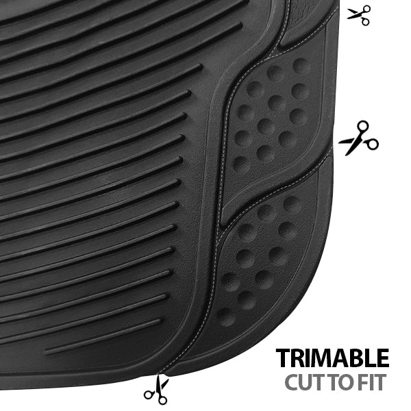 Climate Proof Automotive Floor Mats - Solid Black, All-Weather Water Dirt Mud Protection, Universal Fit, Trimmable, Heavy Duty - 3pc Full Set for Most Cars, SUVs, &amp; Trucks image 3