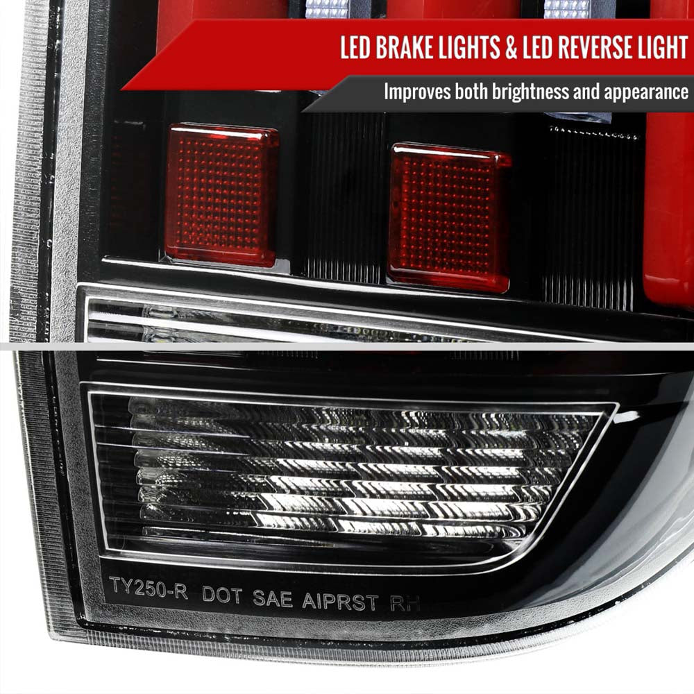 2014 - 2021 Toyota Tundra Facelift Style Full LED Tail Lights with Sequential Turn Signal (Jet Black Housing/Clear Lens) image 5