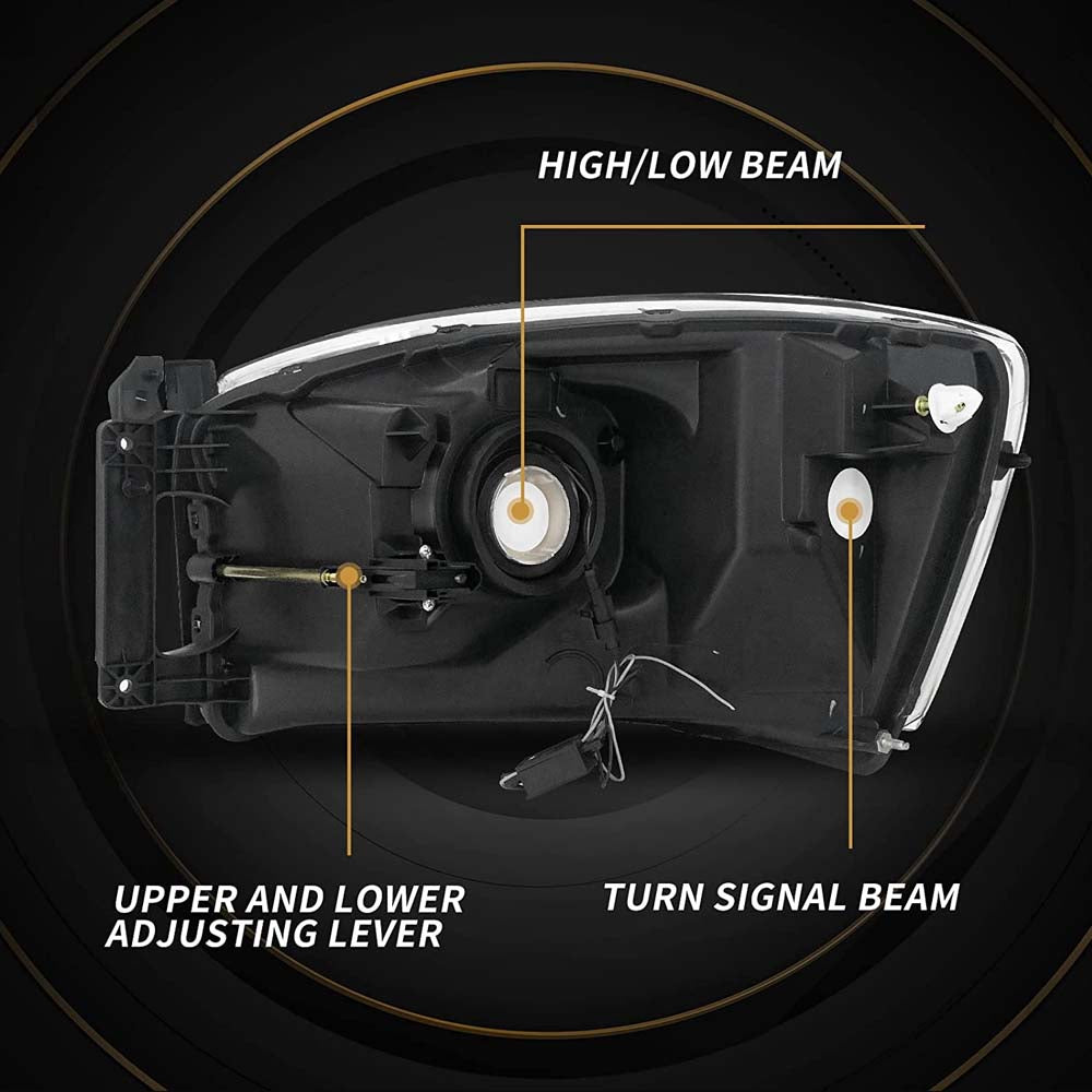 Assembly Compatible with 2006-2008 Dodge Ram 1500 / 2006-2009 Dodge Ram 2500 3500 w/ LED BAR Chrome Housing image 2