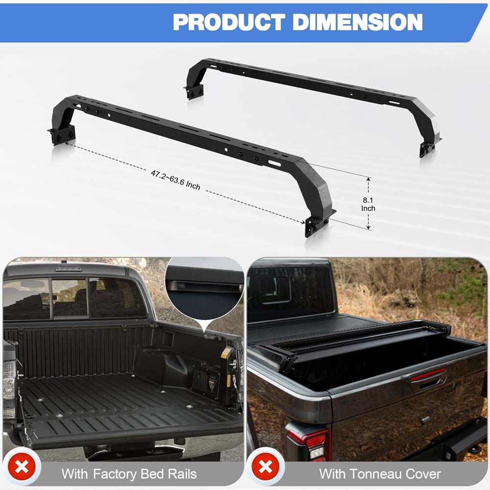 Overland Bed Racks Truck Cargo Carrier – Heavy Duty, Adjustable Truck Rack for Pickup Trucks image 4