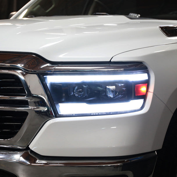 2019-2022 Dodge RAM 1500 Switchback Sequential LED Turn Signal Projector Headlights (Matte Black Housing/Clear Lens) image 6