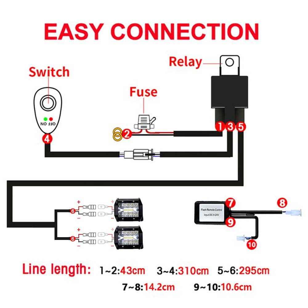LED Light Bar Wiring Harness Kit, With 2 Leads, Switch and Wireless Remote image 1