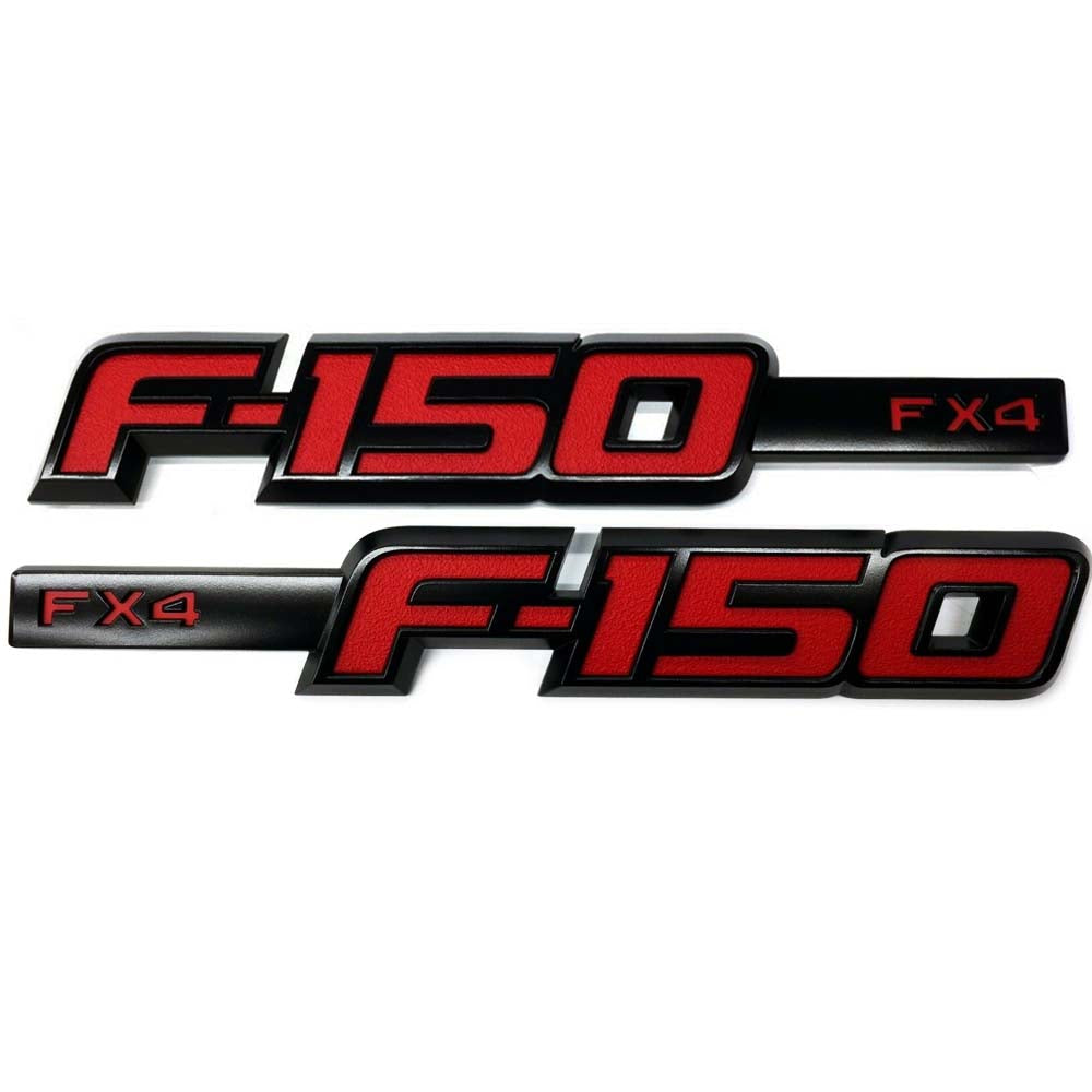 F-150 FX4 Fender Emblems Badge (Black / Red) image 0