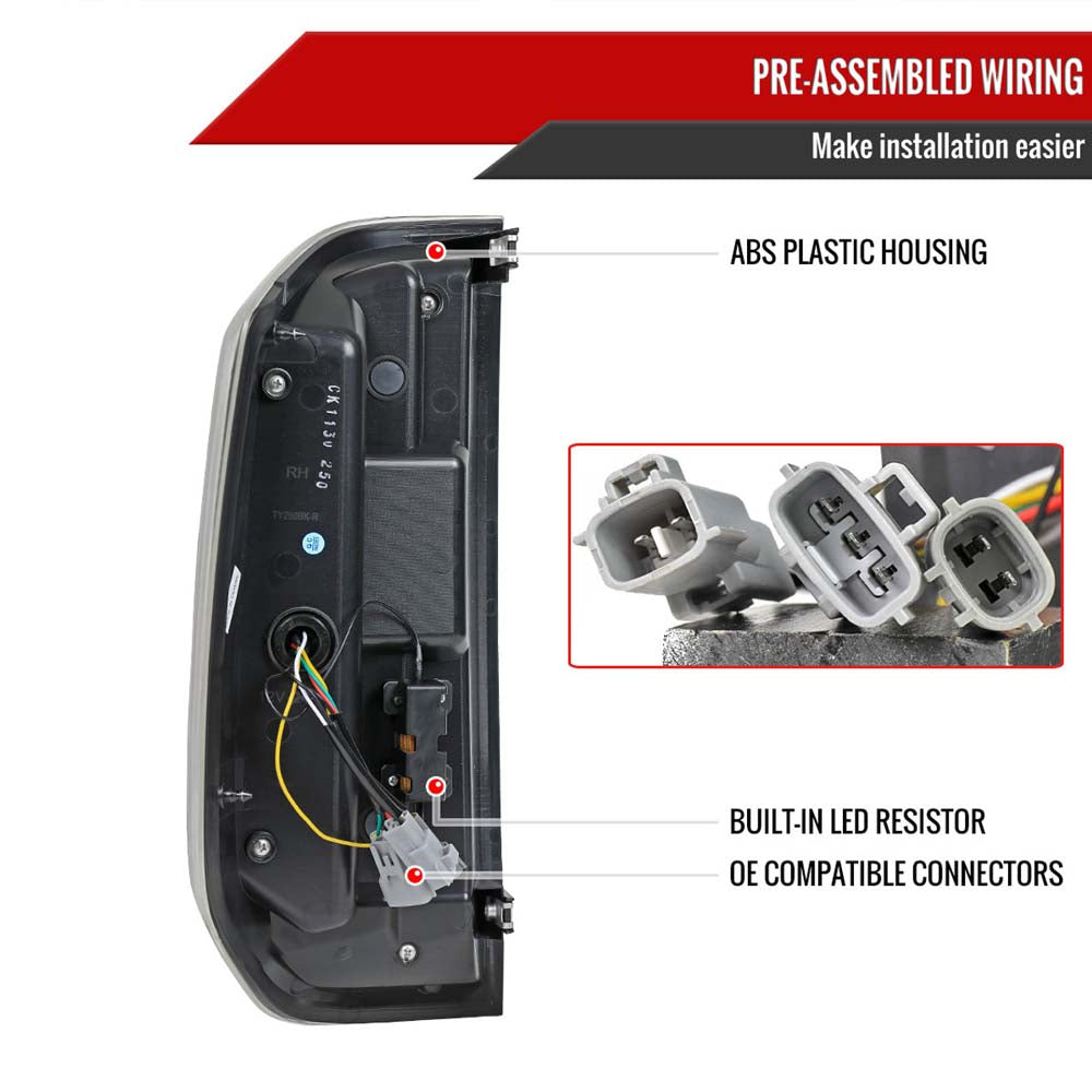 2014 - 2021 Toyota Tundra Facelift Style Full LED Tail Lights with Sequential Turn Signal (Jet Black Housing/Clear Lens) image 7