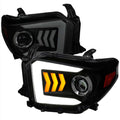2014 - 2021 Toyota Tundra LED C-Bar Projector Headlights w/ Sequential Arrow Turn Signals (Black Housing/Smoke Lens) image 0