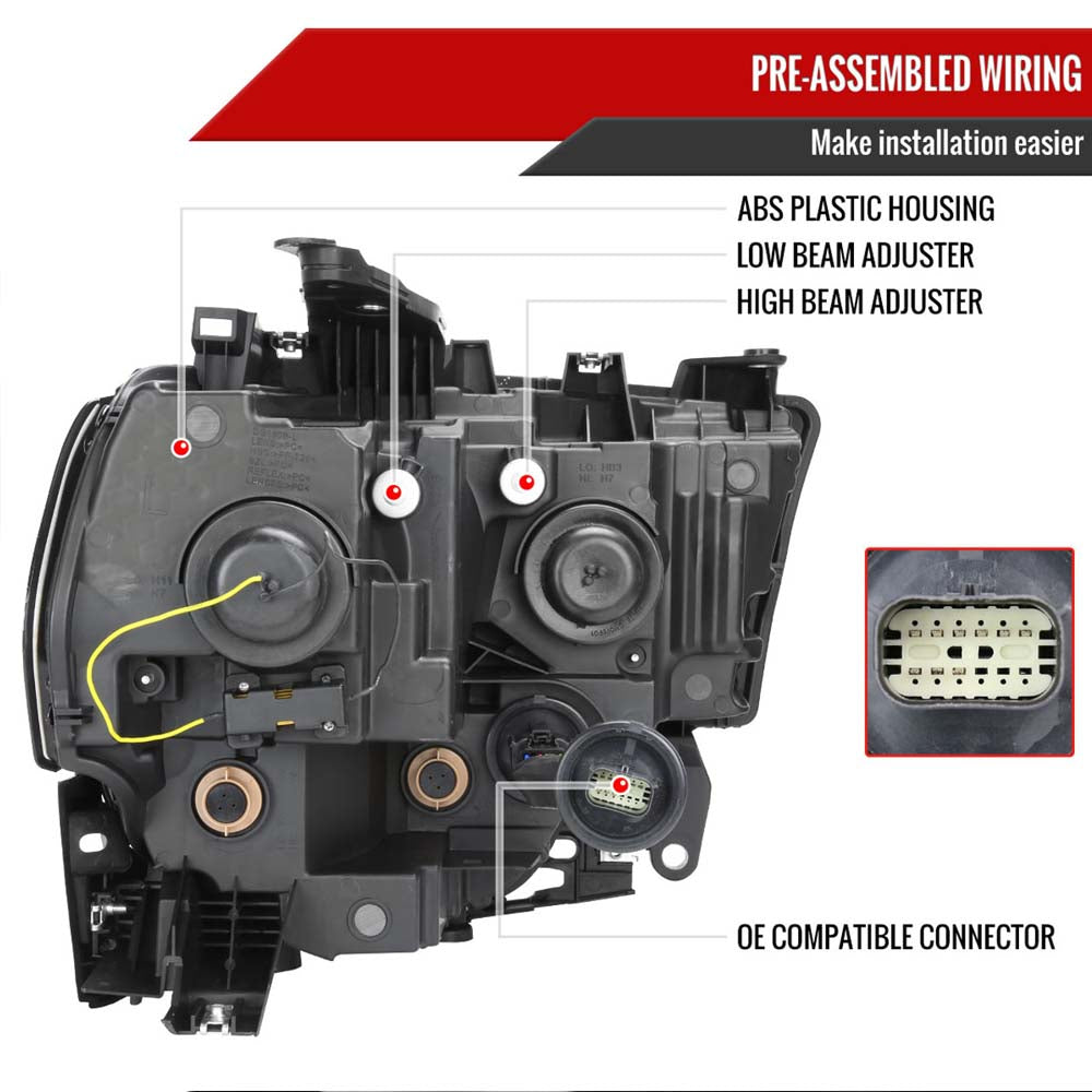 2019-2024 Dodge RAM 2500/3500/4500/5500 Switchback Sequential LED Turn Signal Projector Headlights (Matte Black Housing/Clear Lens) image 4