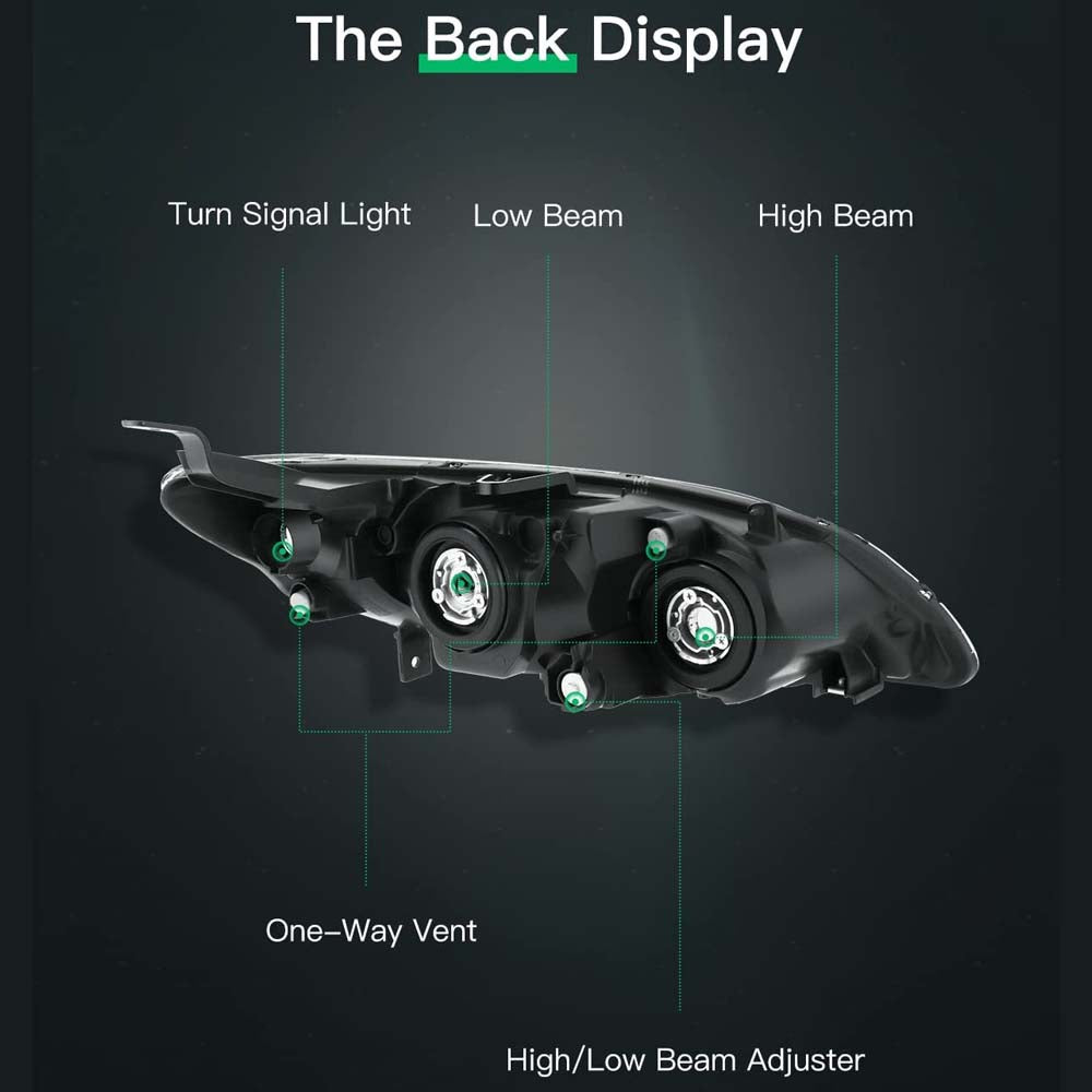 2004-2005 Honda Civic Headlight Assembly  Black Housing Clear Lens image 2