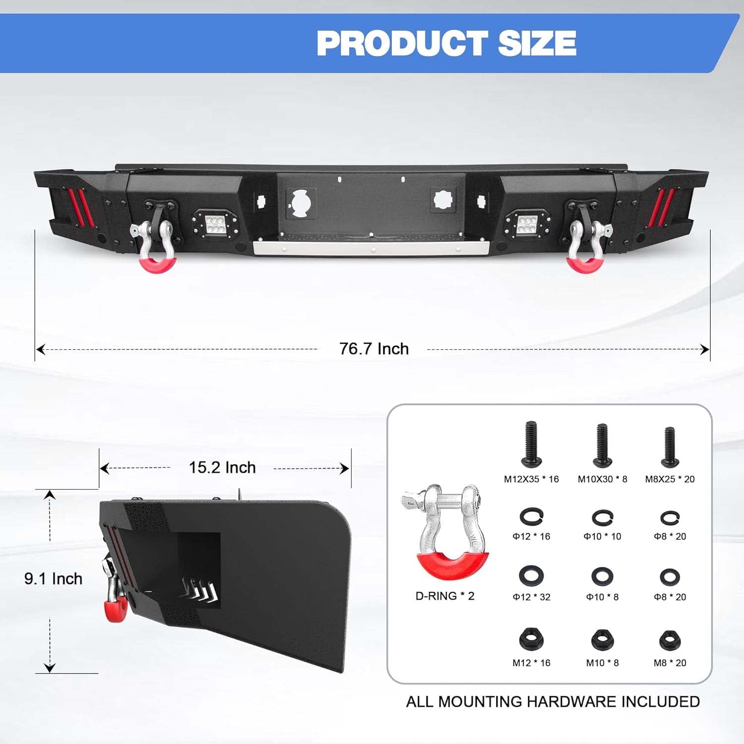 2007 - 2013 Silverado 1500 / Sierra 1500 Truck Rear Bumper with LED Lights image 4
