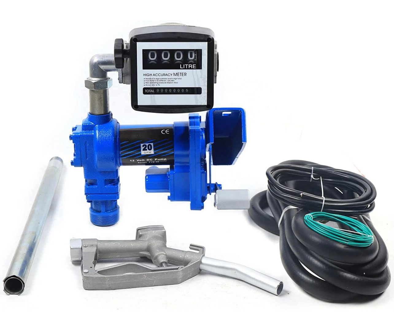 Fuel Transfer Pump Gallon Nozzle Meter 12v image 0