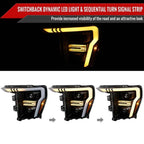 2021-2025 Ford F-150 Projector Headlight w/ Switchback Sequential Turn Signal LED Bar (Black Housing / Clear Lens) image 1