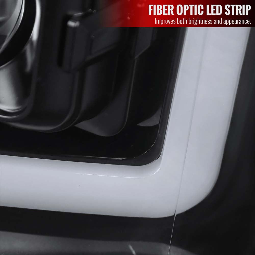 2011-2016 Ford F-250/F-350/F-450/F-550 Switchback Sequential LED C-Bar Projector Headlights (Black Housing/Clear Lens) image 1