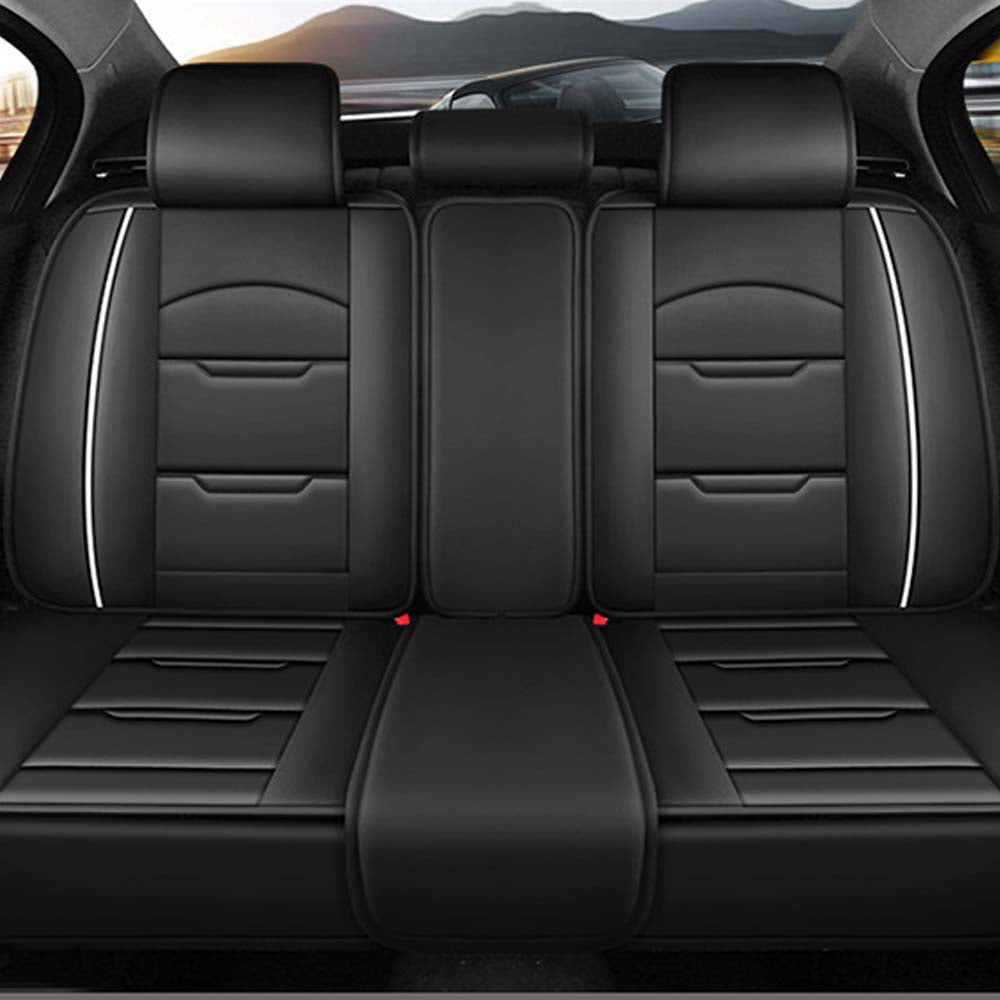 Universal 5 Seat Car Cover Black PU Leather image 2