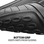 Climate Proof Automotive Floor Mats - Solid Black, All-Weather Water Dirt Mud Protection, Universal Fit, Trimmable, Heavy Duty - 3pc Full Set for Most Cars, SUVs, &amp; Trucks image 2