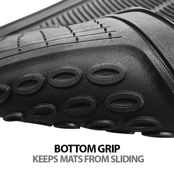 Climate Proof Automotive Floor Mats - Solid Black, All-Weather Water Dirt Mud Protection, Universal Fit, Trimmable, Heavy Duty - 3pc Full Set for Most Cars, SUVs, &amp; Trucks image 2