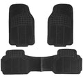 Climate Proof Automotive Floor Mats - Solid Black, All-Weather Water Dirt Mud Protection, Universal Fit, Trimmable, Heavy Duty - 3pc Full Set for Most Cars, SUVs, &amp; Trucks image 0