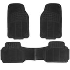 Climate Proof Automotive Floor Mats - Solid Black, All-Weather Water Dirt Mud Protection, Universal Fit, Trimmable, Heavy Duty - 3pc Full Set for Most Cars, SUVs, &amp; Trucks image 0