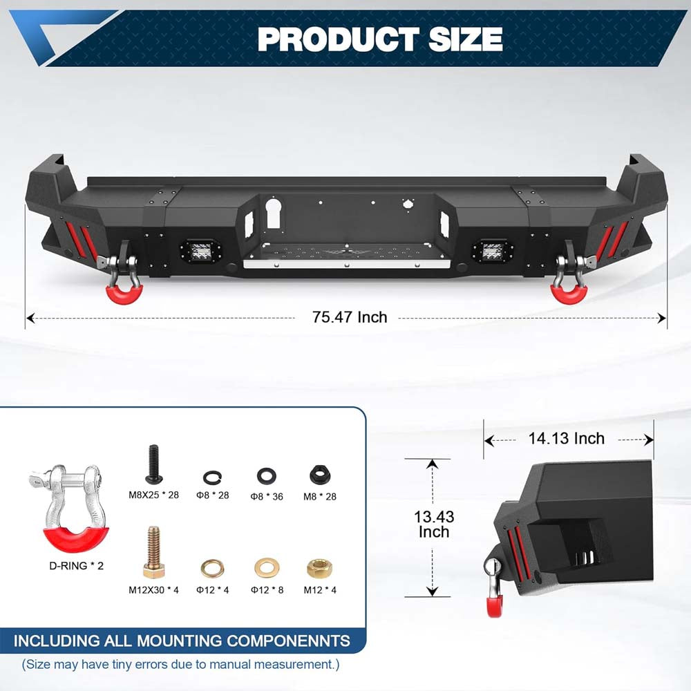 2017 - 2025 Ford F250/F350/F450 Steel Rear Bumper W/ LED Lights image 4