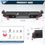 2017 - 2025 Ford F250/F350/F450 Steel Rear Bumper W/ LED Lights image 4
