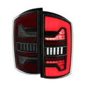 2007-2009 Dodge RAM 1500/2500/3500 Red LED Bar Tail Lights (Matte Black Housing/Smoke Lens) image 0
